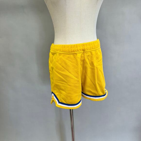 Vintage 70s varsity style mesh basketball gym shorts yellow nylon Size Medium - Picture 7 of 16